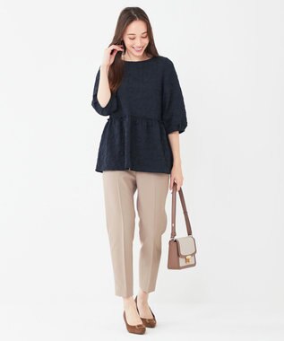 ANY SIS 【洗える】フラワーフクレジャガード ブラウス ネイビー