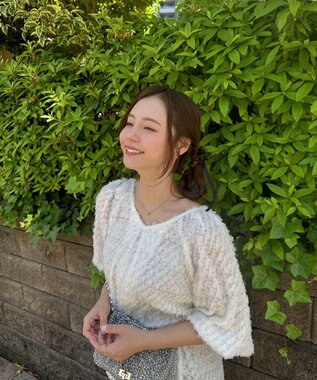 Green Parks AnriettMusee カットジャガードタックブラウス Ivory