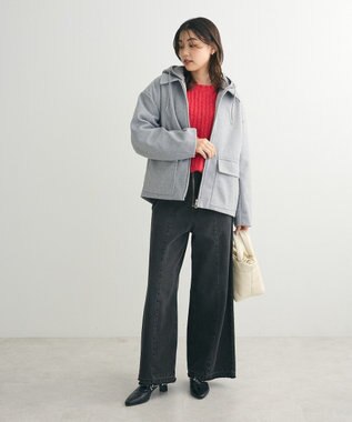 Green Parks ２ＷＡＹニットフードウールライクジャケット Gray Mixture