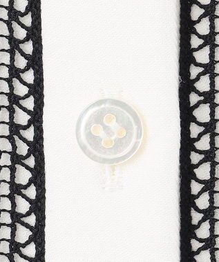 ICB 【日本製】 コットンリネンタンブラー ブラウス オフホワイト×ブラック系