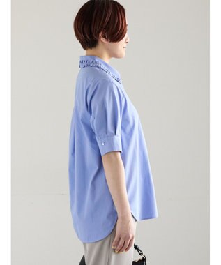 Te chichi ミニフリルトリムカラーブラウス ブルー