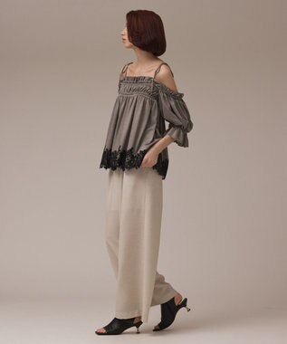 GRACE CONTINENTAL ギャザーフレアトップ カーキ