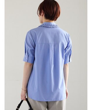 Te chichi ミニフリルトリムカラーブラウス ブルー