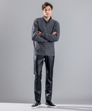 JOSEPH HOMME エクストラファインブークレ　Vネックニット ネイビー系