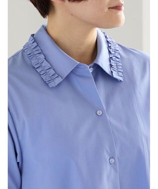 Te chichi ミニフリルトリムカラーブラウス ブルー