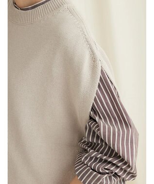 CRAFT STANDARD BOUTIQUE 洗える クルーネックニットベスト Gray Beige