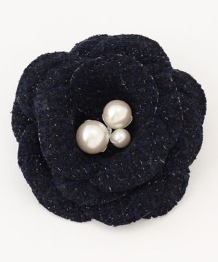組曲 ツイードパールコサージュ ネイビー系