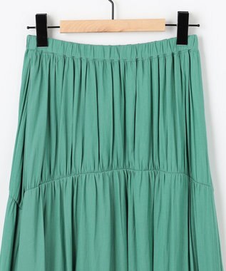 SHARE PARK LADIES 【洗える】ポリエステルシャンブレースカート グリーン