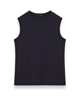 JOSEPH 【洗える】マーセライズコットン　ラウンドネックタンクトップ Navy