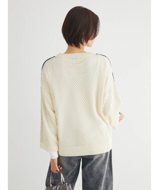 Green Parks ラインメッシュニットプルオーバー Ivory