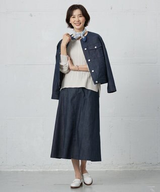 J.PRESS LADIES 【洗える】GIZA MERCERIZE COTTON ケーブル ニット ベージュ系