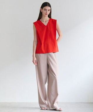 BEIGE， YANN / Vネックタックブラウス Red