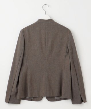 J.PRESS LADIES T/Rアルガンシルク ノーカラー ジャケット ブラウン系