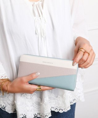 style code 【MERCURYDUO/マーキュリーデュオ】ダイアナ　トリコカラーRFロングウォレット ミント