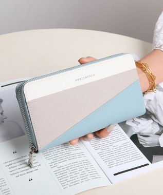 style code 【MERCURYDUO/マーキュリーデュオ】ダイアナ　トリコカラーRFロングウォレット ミント