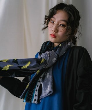 POLS コットン・キュプラ MIXTURE　フサスカーフ グレイ