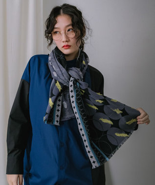 POLS コットン・キュプラ MIXTURE　フサスカーフ グレイ