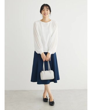 Green Parks 〈選べるきれシル〉フレアミディ丈スカート Dark Navy