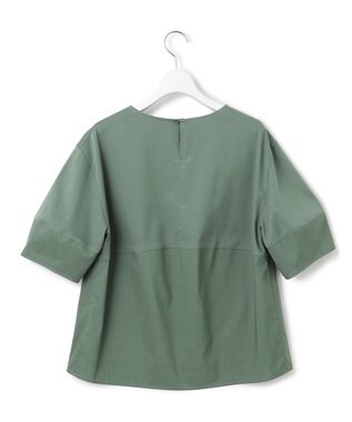 23区 S 【洗える】シルエットスムースコンビ バックフレア カットソー モスグリーン系