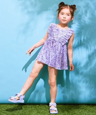 ANY KIDS 花柄 チュニック 水着 ラベンダー系花柄