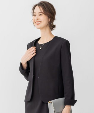 自由区 【XSサイズ～/洗える】WASHABLEPONTE  ボレロジャケット ブラック系