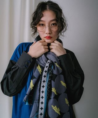 POLS コットン・キュプラ MIXTURE　フサスカーフ グレイ