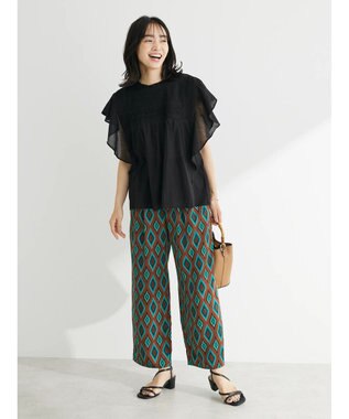 Green Parks Ｉ　フリルノースリーブブラウス Black