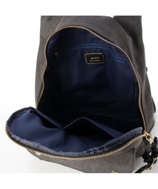 UNBILLION perche / 牛革かぶせキャンバスリュックサック ブラック