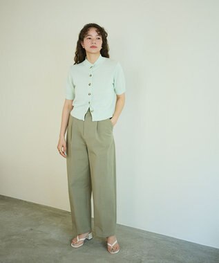 #Newans 〈花乃まりあさんコラボ〉コットンコードカーディガン ライトグリーン