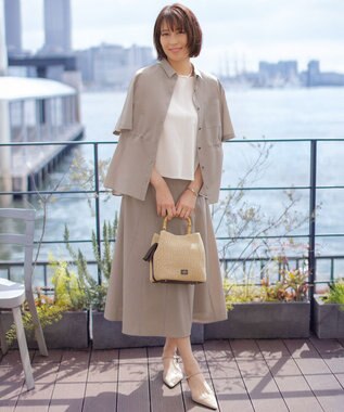 J.PRESS LADIES L 【2WAY】コットンスムース フレンチスリーブ カットソー ホワイト系