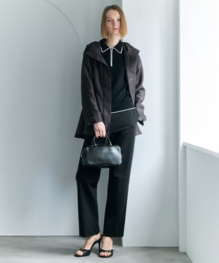 ICB L ナイロンストレッチポンチ セミワイドパンツ ブラック