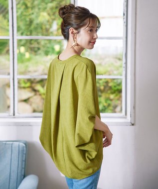 Tiaclasse 【洗える】麻調ドルマンタックシャツ ピスタチオ