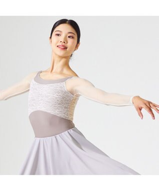 Chacott ◎【AKANE TAKADA】ロングスリーブレオタード グレー