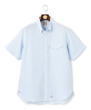 J.PRESS MEN 真夏を乗り切る爽快感と機能性【吸水速乾 / 接触冷感 / 高通気性 / ウォッシャブル】サッカー シャツ / B.D. サックスブルー系