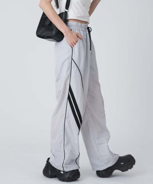 WEGO 【ウエストゴム】パイピングトラックパンツ ライトグレー
