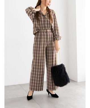 Te chichi チェックショートシャツ（セットアップ可）《2025Autumn catalog item》 ブラウン