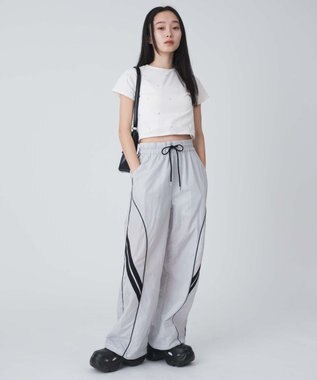 WEGO 【ウエストゴム】パイピングトラックパンツ ライトグレー