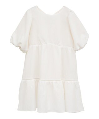 earth music&ecology バックリボンパフスリーブミニワンピース Ivory