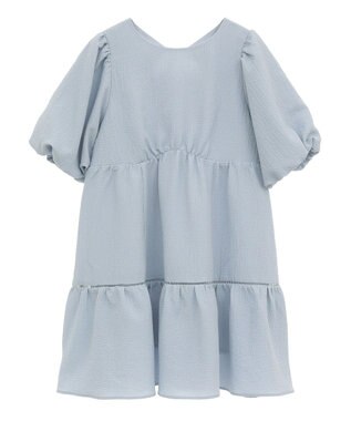 earth music&ecology バックリボンパフスリーブミニワンピース Grayish Blue
