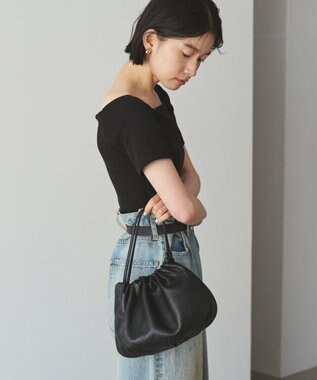 russet レザー巾着4WAYショルダーバッグ(CE-1454) Black