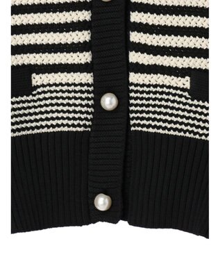 Green Parks ・ＥＬＥＮＣＡＲＥ　ＤＵＥ　パール釦カーディガン Border Black