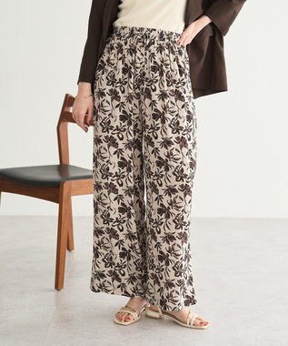 YECCA VECCA アートプリントスリットワイドパンツ