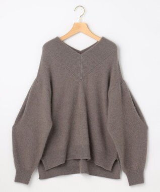 組曲 フラッフィーファーＶネック ニット ブラウン系