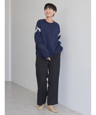 AMERICAN HOLIC 袖異素材ミニ裏毛プルオーバー Navy