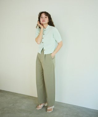 #Newans 〈花乃まりあさんコラボ〉コットンコードカーディガン ライトグリーン