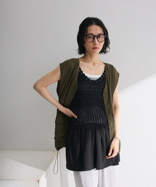 Green Parks シアーミリタリーベスト Black