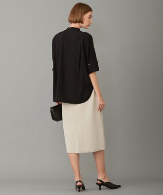 ICB L 【接触冷感・UVケア・洗える】 レーヨンコンパクトローン ボウタイシャツ ブラック系