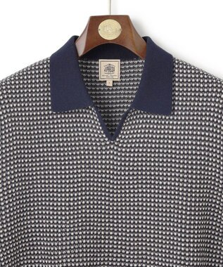 J.PRESS MEN 【HTBRID LINEN】スキッパーニット ポロシャツ ネイビー系1