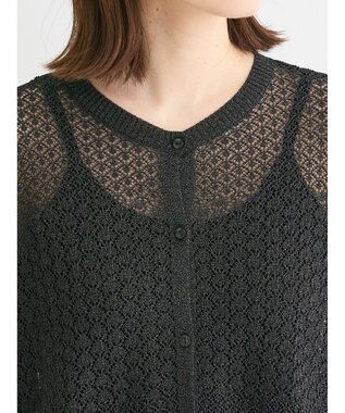 Green Parks 透かし柄ポンチョニットカーディガン Black
