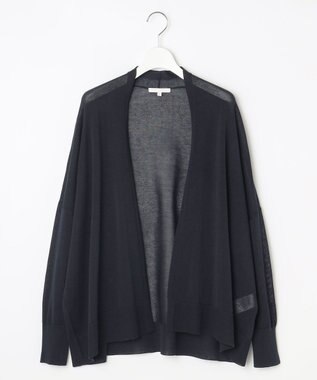 自由区 L 【アンサンブル対応・洗える】ドライシアーファインゲージ カーディガン ネイビー